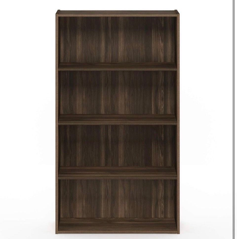 Open Box Furinno Pasir 4-Tier Open Shelf, Columbia Walnut