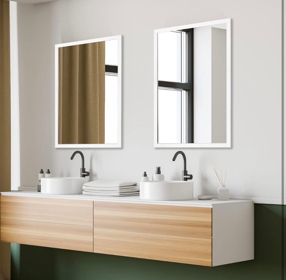 BOMINICA Rectangular Wall Mirror 24" x 36" Bathroom Mirror Framed Wall Mirror for Living Room, Vanity, White