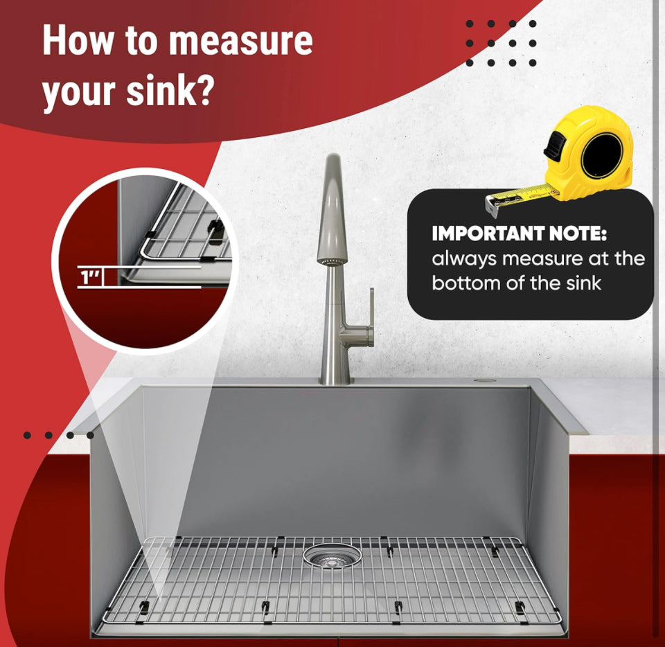 Granatan 27-1/2" x 13-1/2" x 1-1/4" Sink Protectors for Kitchen Sink - Sink Bottom Grid - Stainless Steel Sink Protector - Sink Grate for Bottom of Ki