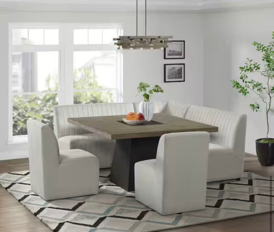 NEW Picket House Furnishings Rizzo Beige Linen Wood Upholstered Dining Corner Chair 1