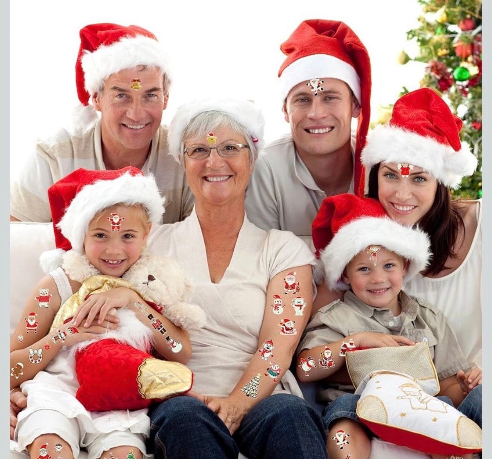 New HUSKEIN 10 Sheets Luminous Christmas Tattoos for Kids, Christmas Temporary Tattoos, Bulk Stocking Stuffers for Kids, Merry Xmas Party Decorations