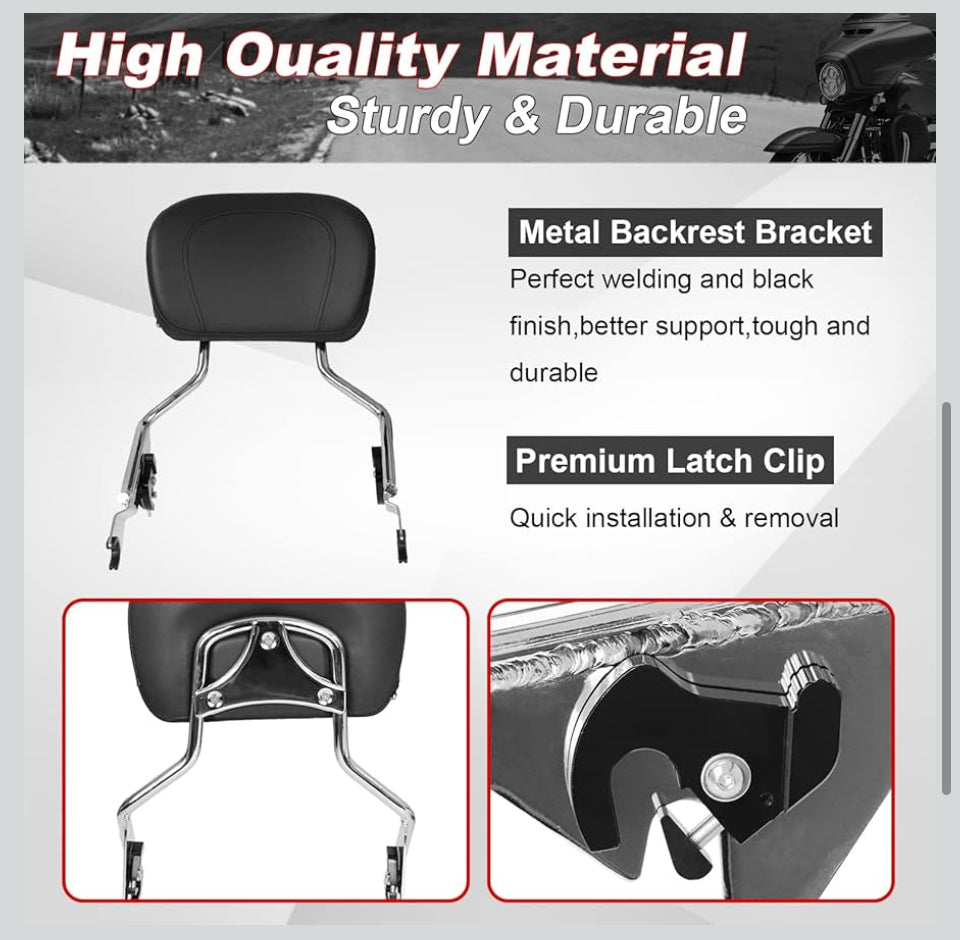 Open Box New AUFER Detachable Backrest Sissy Bar Upright Passenger Backrest
