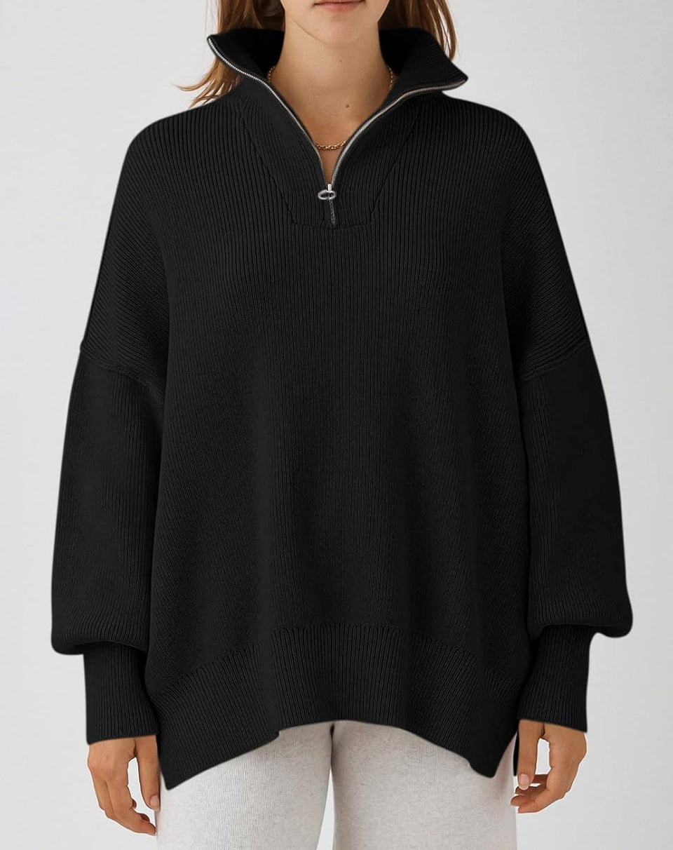 Brand New ANRABESS Women's Oversized Fashion Long Sleeve Quarter Zip Baggy Loose Slouchy Sweater Pullover Tops 2025 Fall Outfits