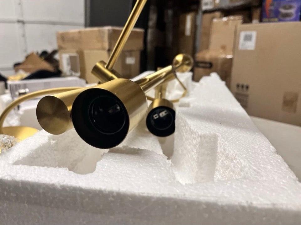 Open Box 3-Arm Chandelier Brass: Adjustable Height, ETL Listed, Metal Body - Threshold™