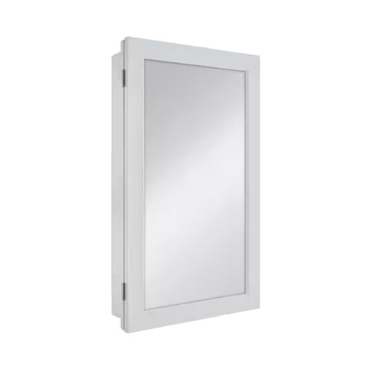 Open Box Glacier Bay 15-1/4 in. W x 26 in. H Framed Recessed or Surface-Mount Bathroom Medicine Cabinet with Mirror, Gray