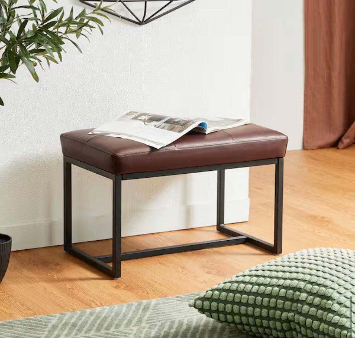 Glitzhome Modern Coffee Thick Leatherette Accent Stool