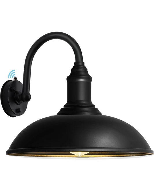 DENGNBJ Large 18" Outdoor Barn Gooseneck Light Dusk to Dawn, Classic Farmhouse Barn Wall Sconce, Gooseneck Lighting for Porch, Garage