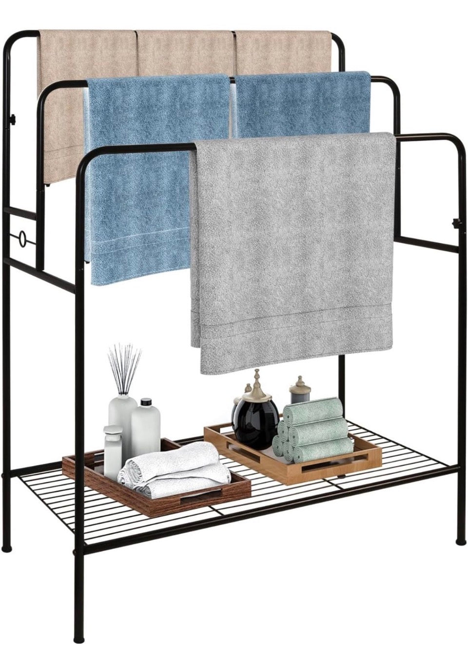 WeGXY Store Plus Size Towel Stand for Bathroom, Towel Drying Rack Freestanding, 3 Tier Pool Towel Rack Outdoor, Quilt Rack Stand for Living Room, Blan