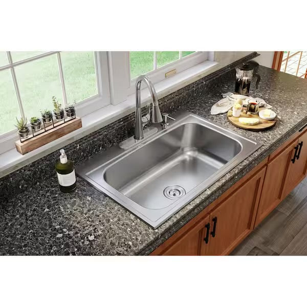Open Box Elkay Parkway 33 in. Drop-in Single Bowl 20-Gauge Stainless Steel Kitchen Sink Only