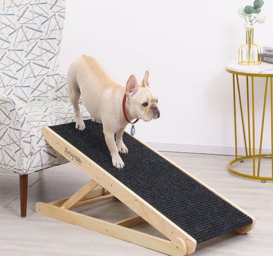 Open Box New Wooden SweetBin Adjustable Pet Ramp for Dogs and Cats - Non Slip Carpet Surface and Foot Pads - 41" Long and Adjustable from 12" to 24"