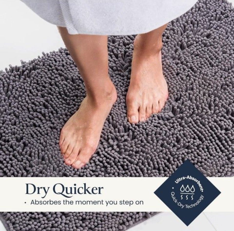 Brand New BELADOR 2 Piece Bathroom Rugs Bath Mat Set - Soft Plush Chenille Non-Slip Bath Rug With Rubber Backing, Ultra Absorbent Bathtub Mat - 30x20