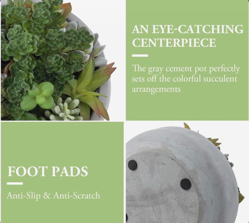 "Primrue Benita 7"" Faux Succulent Plant in Cement Pot"