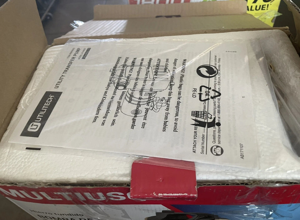*NEW* Utilitech 0.5-HP Cast Iron Electric Utility Pump (0955642)