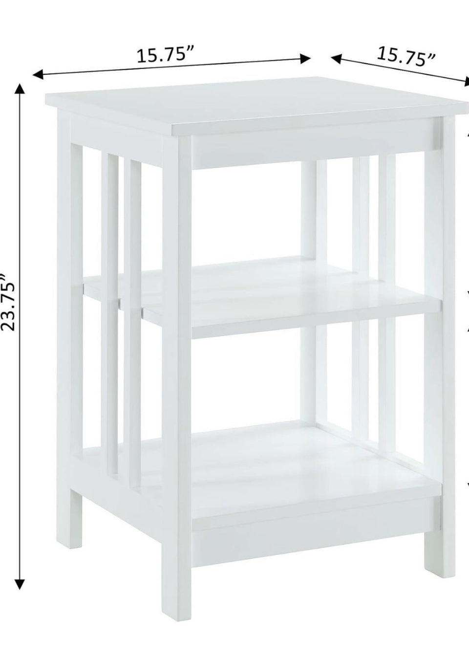 Open box Convenience Concepts Mission End Table with Shelves, White