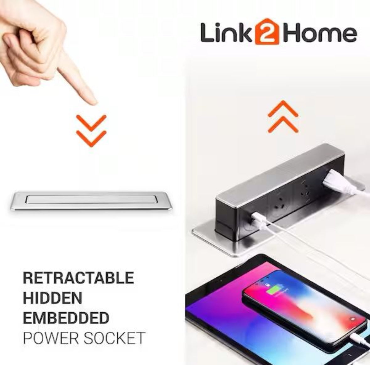 Link2Home 3-Outlets Space Saver Pop Up Socket, Receptacle Power