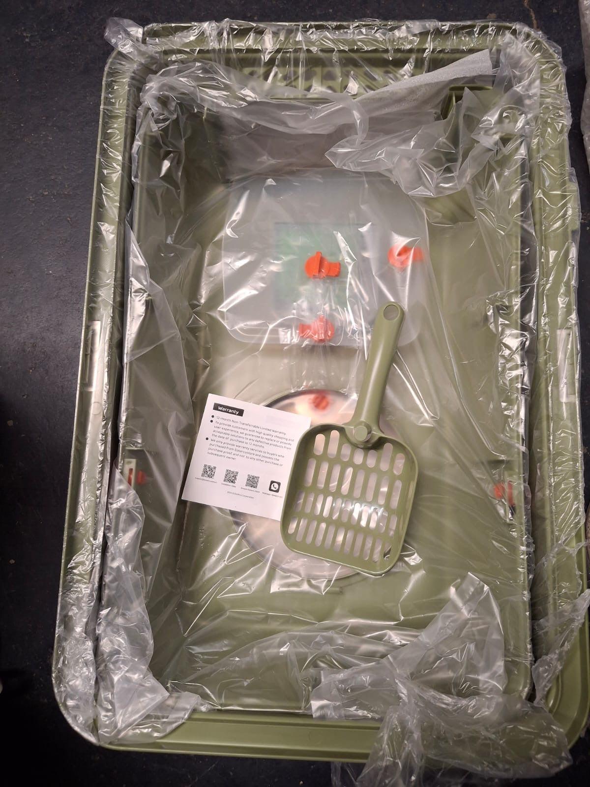 Open Box EOSARCU Stainless Steel Cat Litter Box with Lid, XL Large Enclosed High Sided Litter Box with Removable Lid, Carbon Filters -Odor Free, Easy