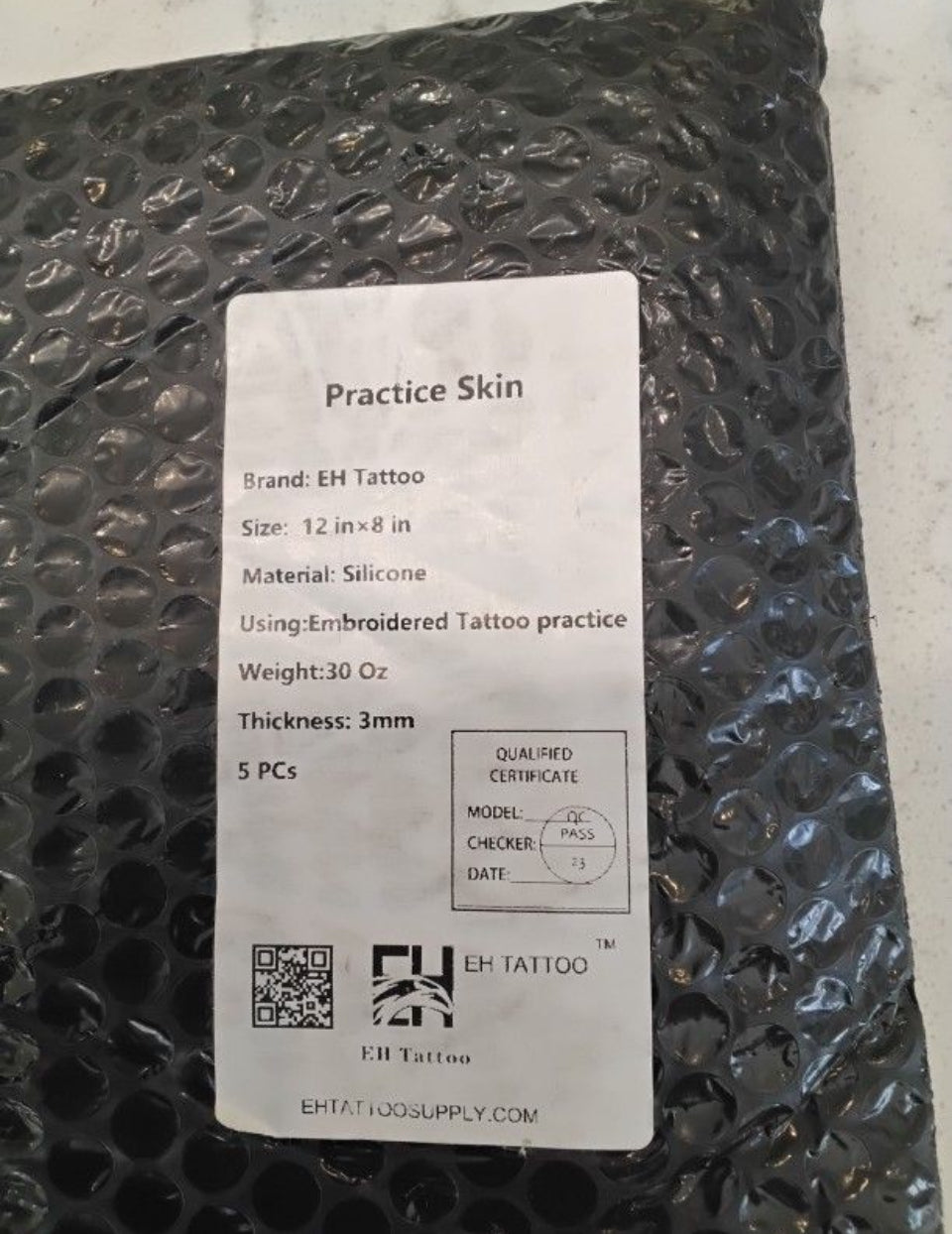 Brand New EH TATTOO Practice Skin 5Pcs 8" x 12" Large Size Blank Silicone Reelskin Fake Skins Thick 3mm for Beginners