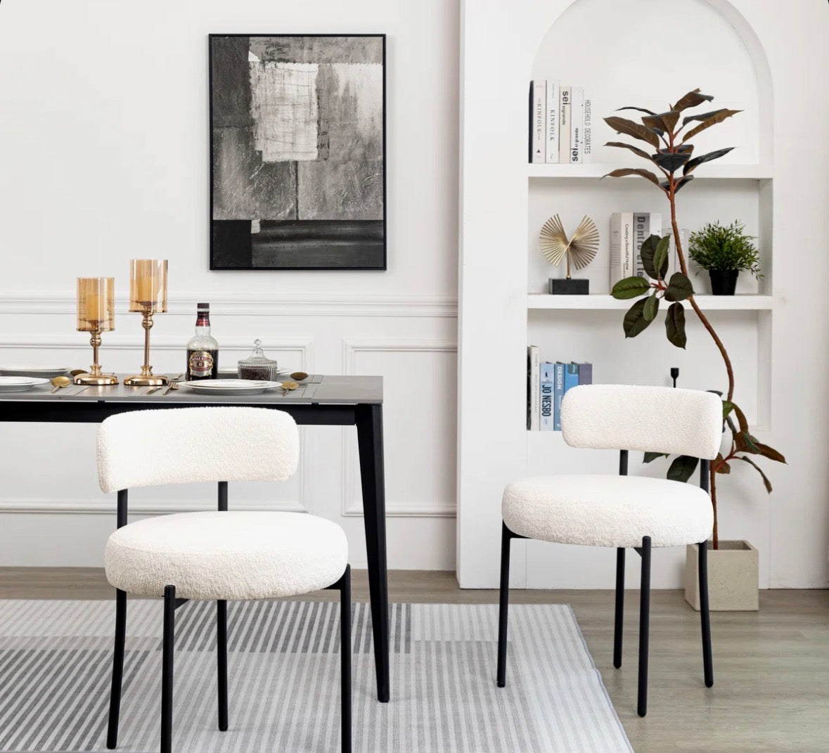 Set of 2 George Oliver modern accent dining chairs with plush velvet upholstery and metal legs