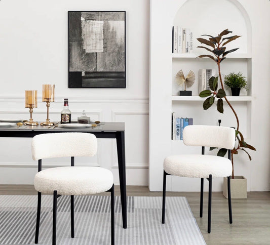 Set of 2 George Oliver modern accent dining chairs with plush velvet upholstery and metal legs