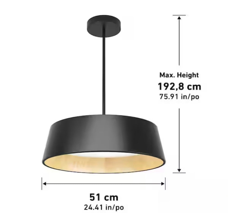 Artika Alton 43-Watt Integrated LED Black 5 CCT Modern Hanging Pendant Chandelier Light Fixture for Dining Room or Kitchen
