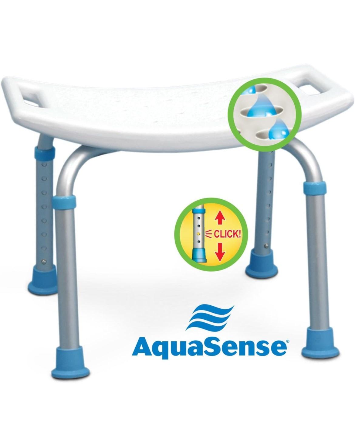 AquaSense Adjustable Non-Slip Bath & Shower Stool for Inside Shower, 20.08 x 12. - Selzalot