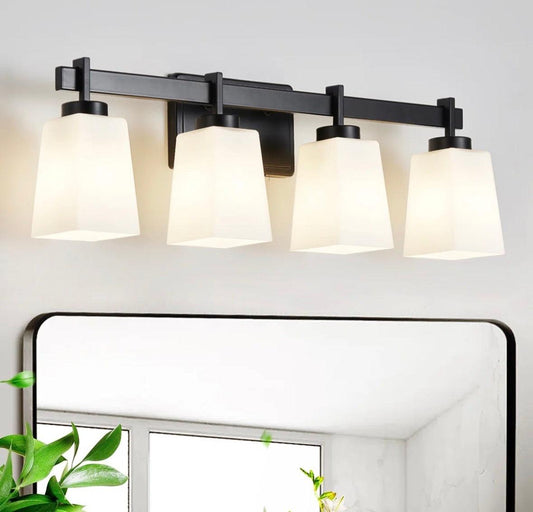 Ebern designs ETL certificated modern vanity light with milky glass shades for bathroom lighting