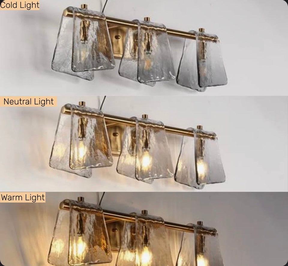 "Mercer41 Elisabette 3 - Light 23.6"" W Dimmable Gray Glass Bathroom Vanity Light"