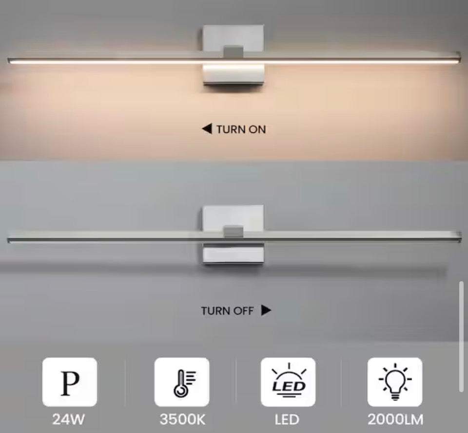 Kaisite 32 in. 1-Light Brushed Nickel LED Vanity Light Bar Wall Sconce Bathroom Light Fixture Over Mirror with 3500K Warm Light
