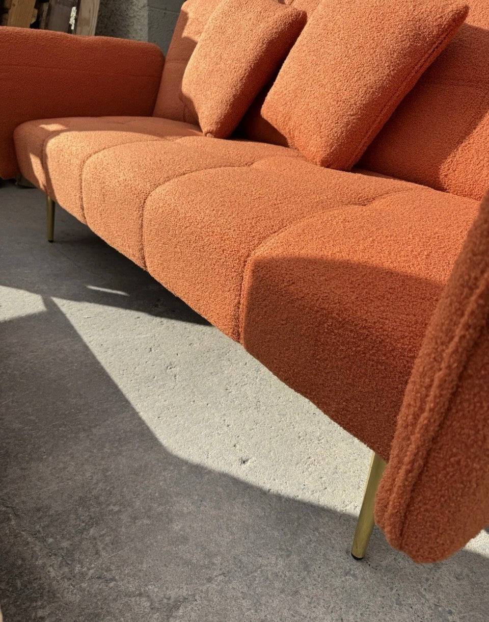 70-inch Teddy Fleece Sofabed, Convertible Futon Sofabed