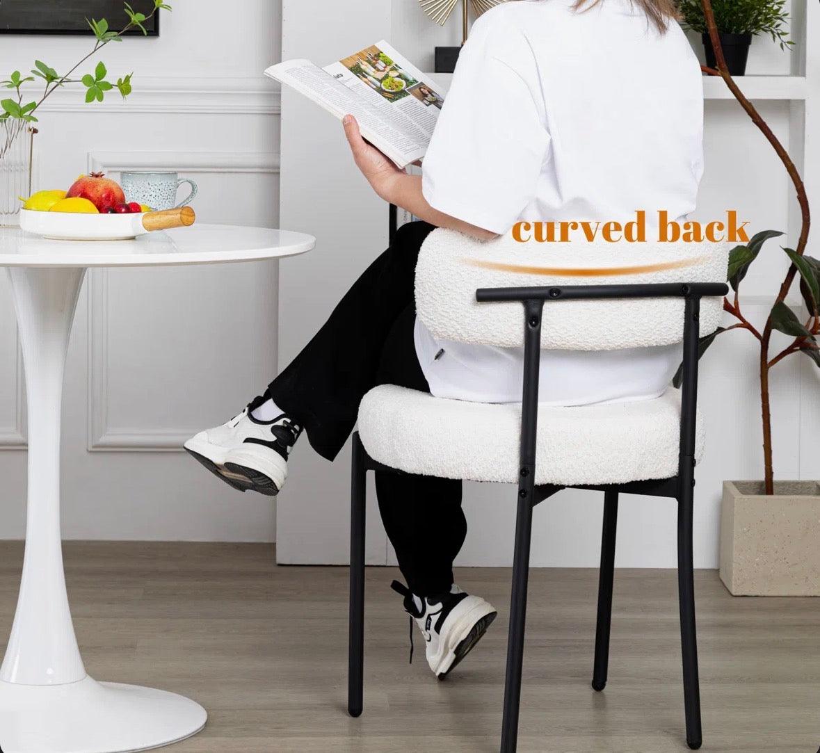 George Oliver Modern Accent Chair, Upholstered Dining Chairs, Short Plush Fabric, Armless Dining Chair (Set of 2)