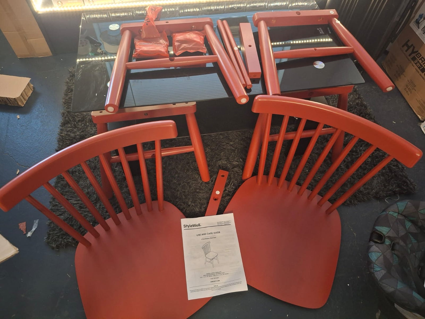 Open box StyleWell Chili Red Windsor Solid Wood Dining Chairs (Set of 2)