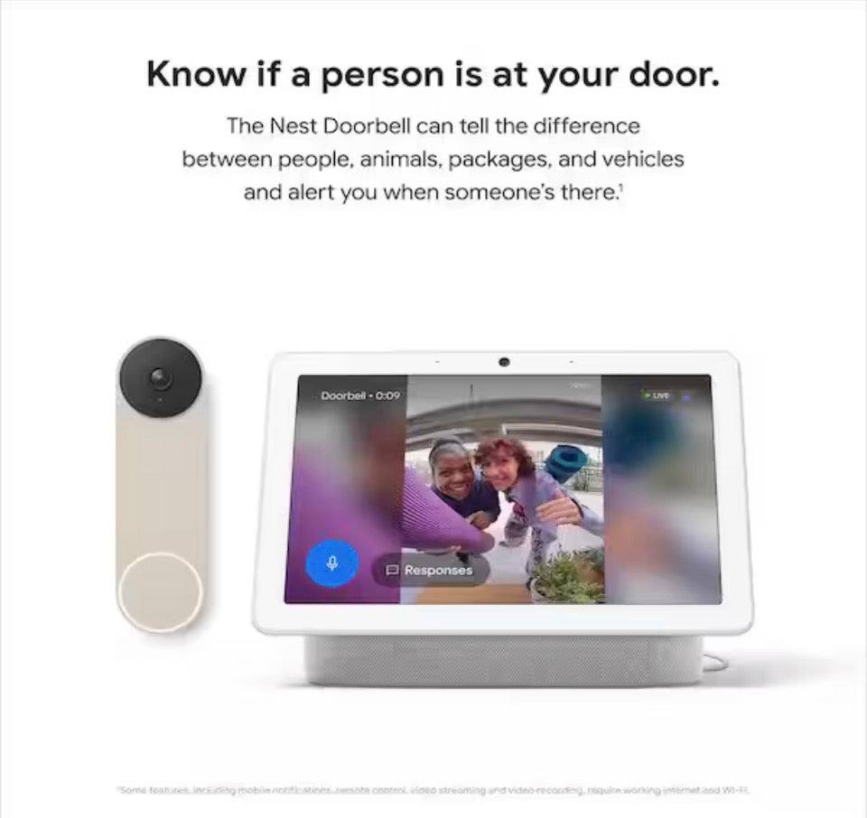 Google Nest Doorbell (Battery)-Smart Wi-Fi Video Doorbell Camera - Linen
