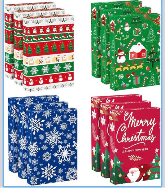Brand New Uvaluefeet 12 Pack Christmas Gift Boxes with Lids, Patterned Shirt Clothes Boxes(12 Clothing Gift Boxes, 4 Designs: 3 Pieces Per Design & 1