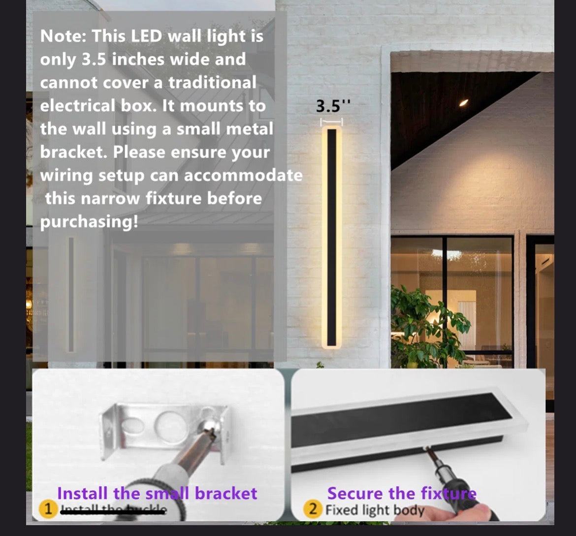 Ivy Bronx Barde Slender Sideway Outdoor Hardwired Bar Wall Sconce with LED Light Source