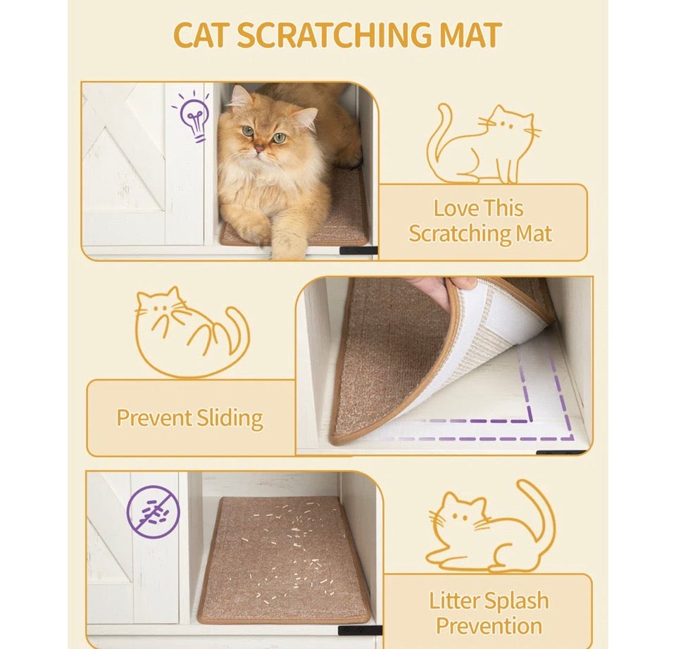 Cat Litter Box Enclosure, Hidden Litter Box Cabinet Furniture with Bell,