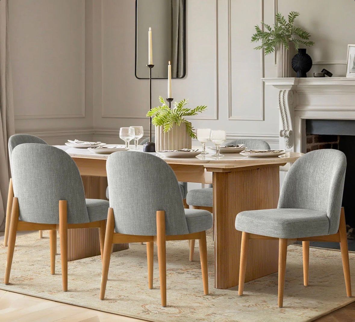 George Oliver Linen Upholstered Parson Chair with Solid Wood Legs (Set of 2