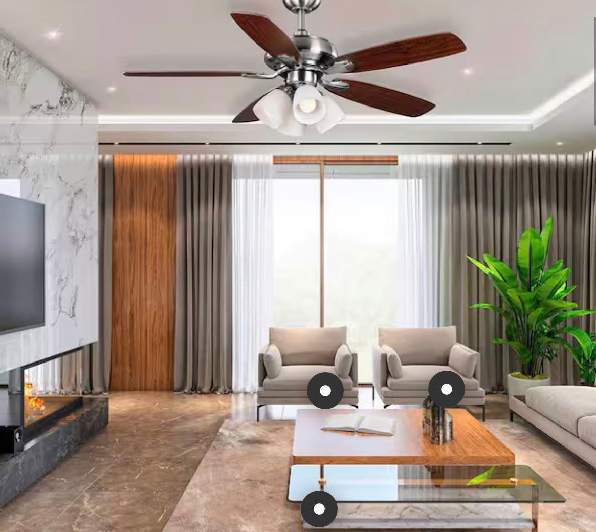 Hampton Bay
Hollis 52 in. Indoor LED Brushed Nickel Dry Rated Ceiling Fan with 5 Reversible Blades, Light Kit and Remote Control