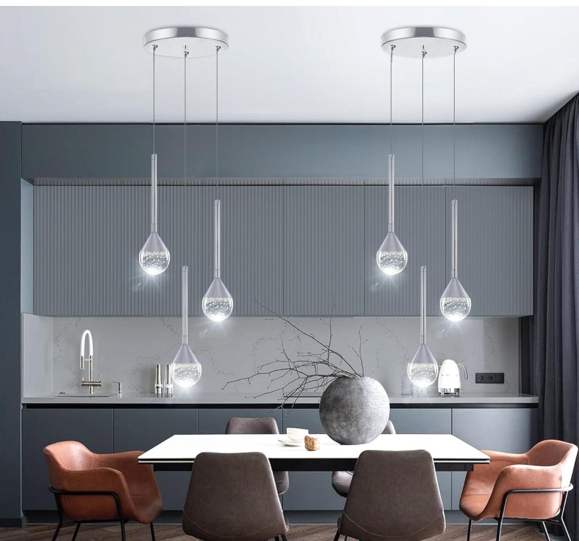 HAIXIANG Mini Chandeliers 3-Lights Modern Chrome Light Pendant Lights - Selzalot