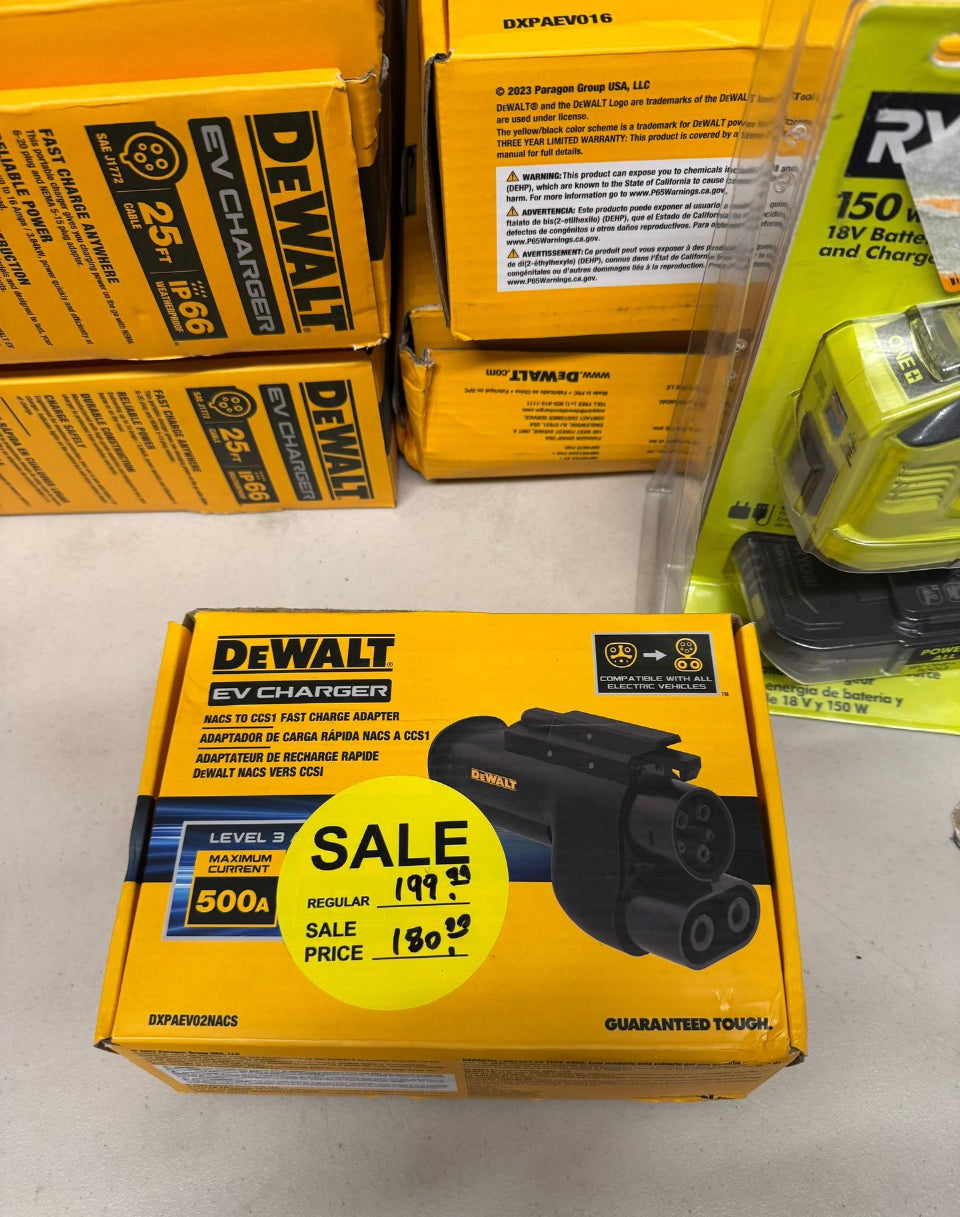 Open Box New DEWALT NACS to CCS1 Fast Charging Adapter, 500-A / 1000-Volt, Fast Charge