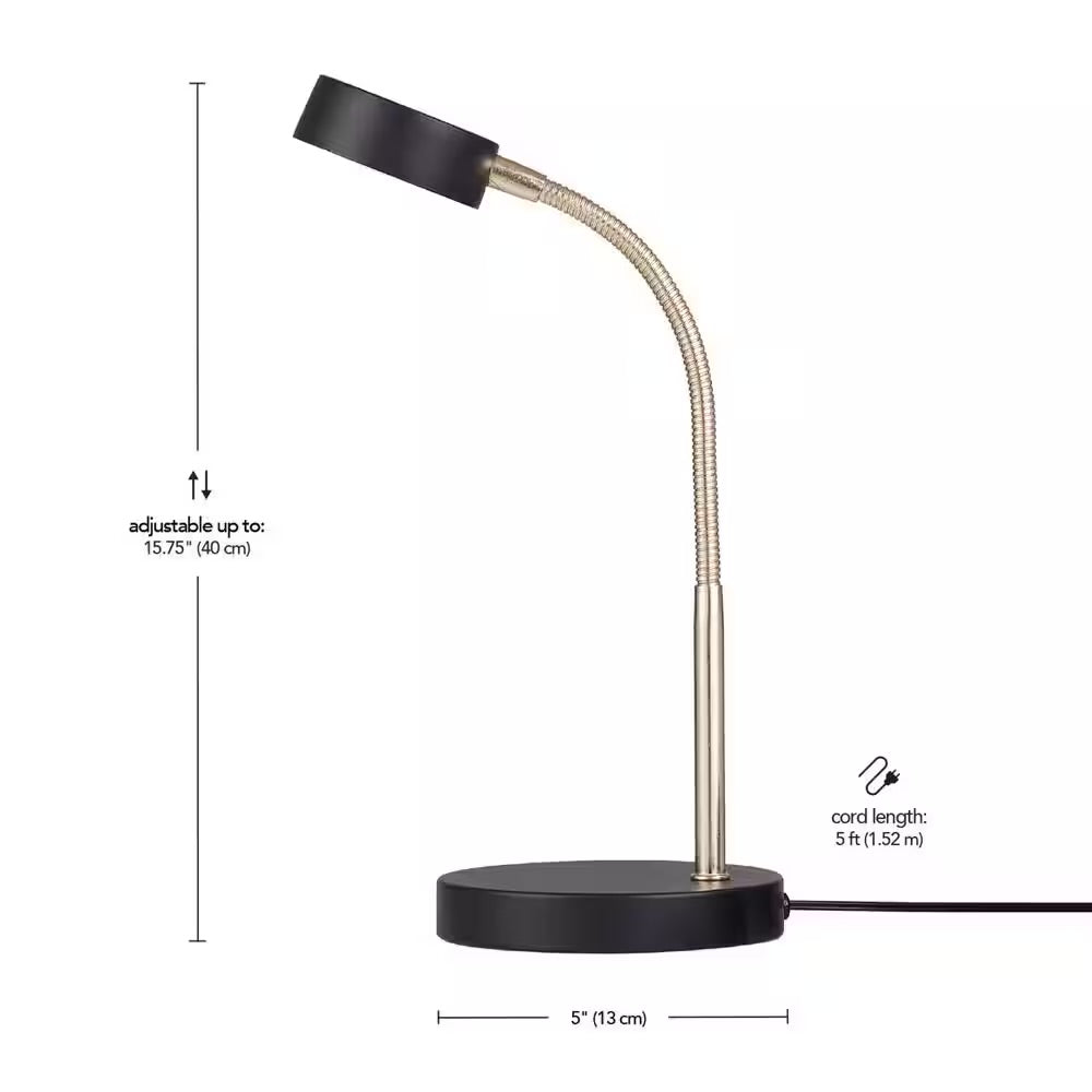 Hampton Bay 15 in. Matte Black LED Lamp with Adjustable Lamp Head