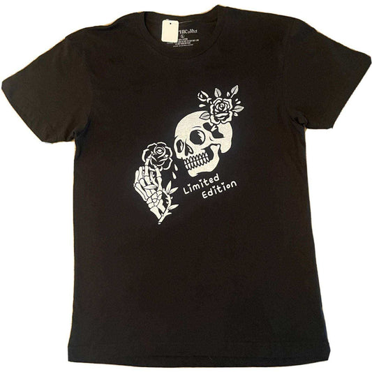 Black Limited Edition Tshirt with skull and rose graphic design and text "Limited Edition"