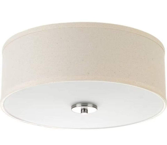Open Box Progress Lighting Inspire Collection 13 in. 2- Light Brushed Nickel Transitional Kitchen Ceiling Light Drum Flush Mount
