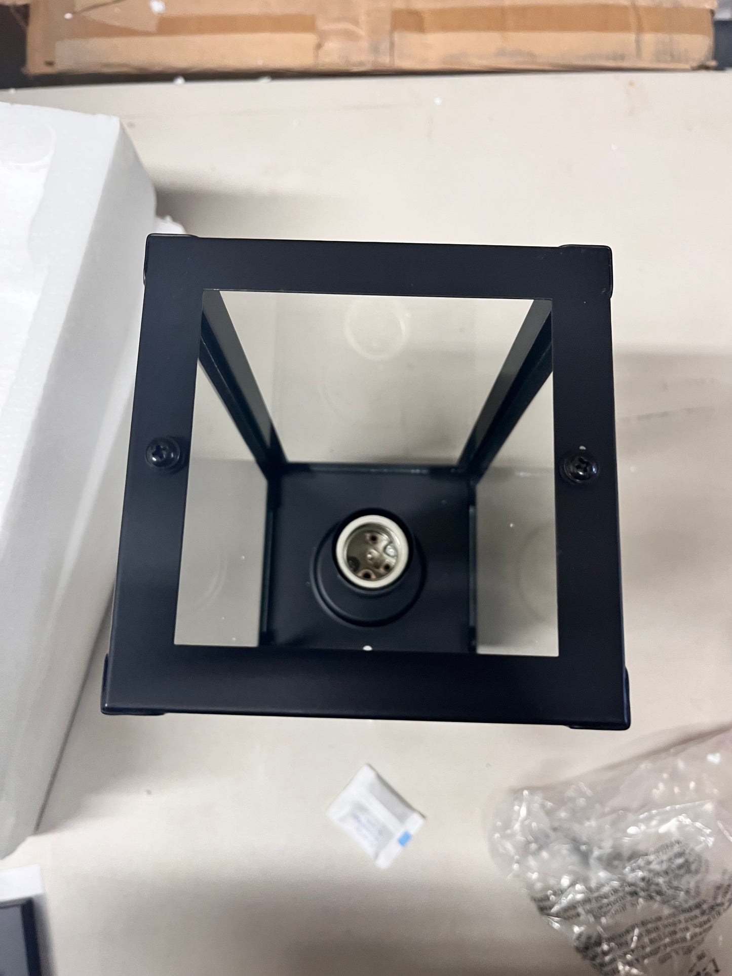 Open Box New YAOKUEM Outdoor Post Light, Pole Lantern, E26 Base 60W Max, Metal Housing Plus Glass, Wet Location Rated, Bulbs not Included, Matte Black