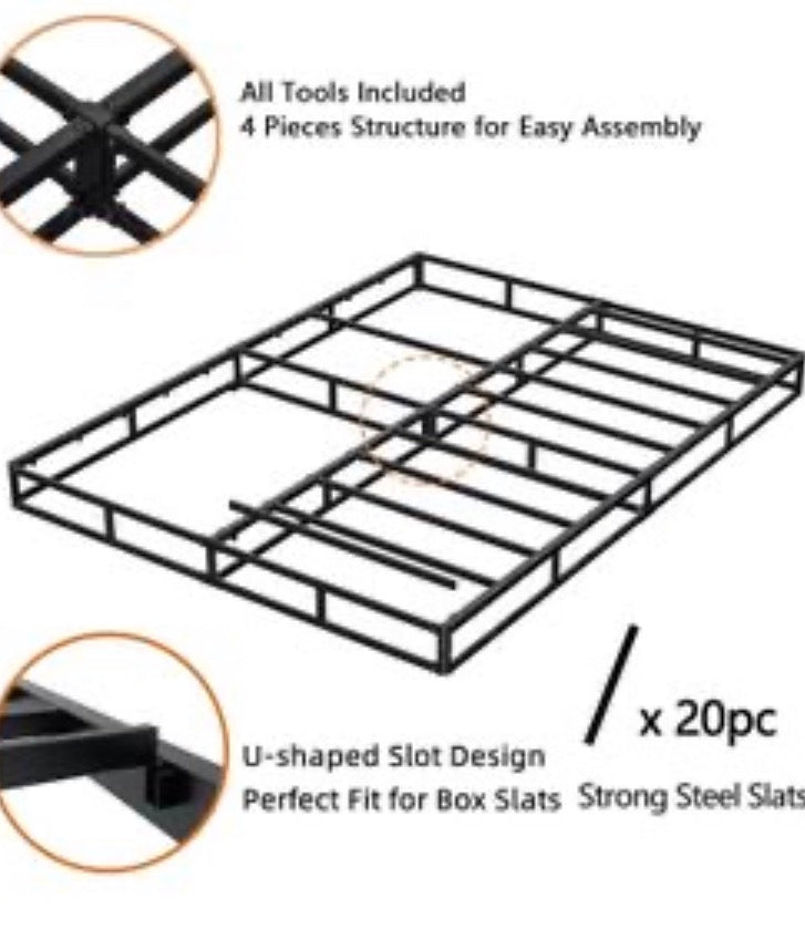 THEOCORATE King Box Spring, 5 Inch Low Profile Metal Spring, Heavy Duty Structure with Cover, Mattress Foundation, Noise Free, Non-Slip, Easy Assembly