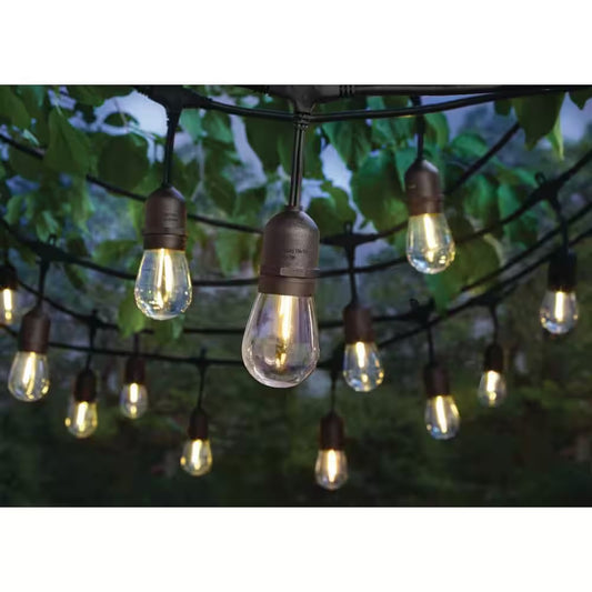 Open Box Hampton Bay 24-Light 48 ft. Plug-in Indoor/Outdoor Edison Patio String Light with S14 Single Filament LED Bulbs