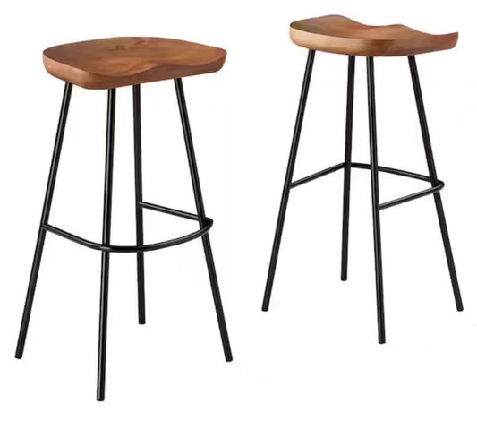OPEN BOX NEW MODWAY Concord 31.5 in. in Walnut Backless Wood Bar Stools - Set of 2