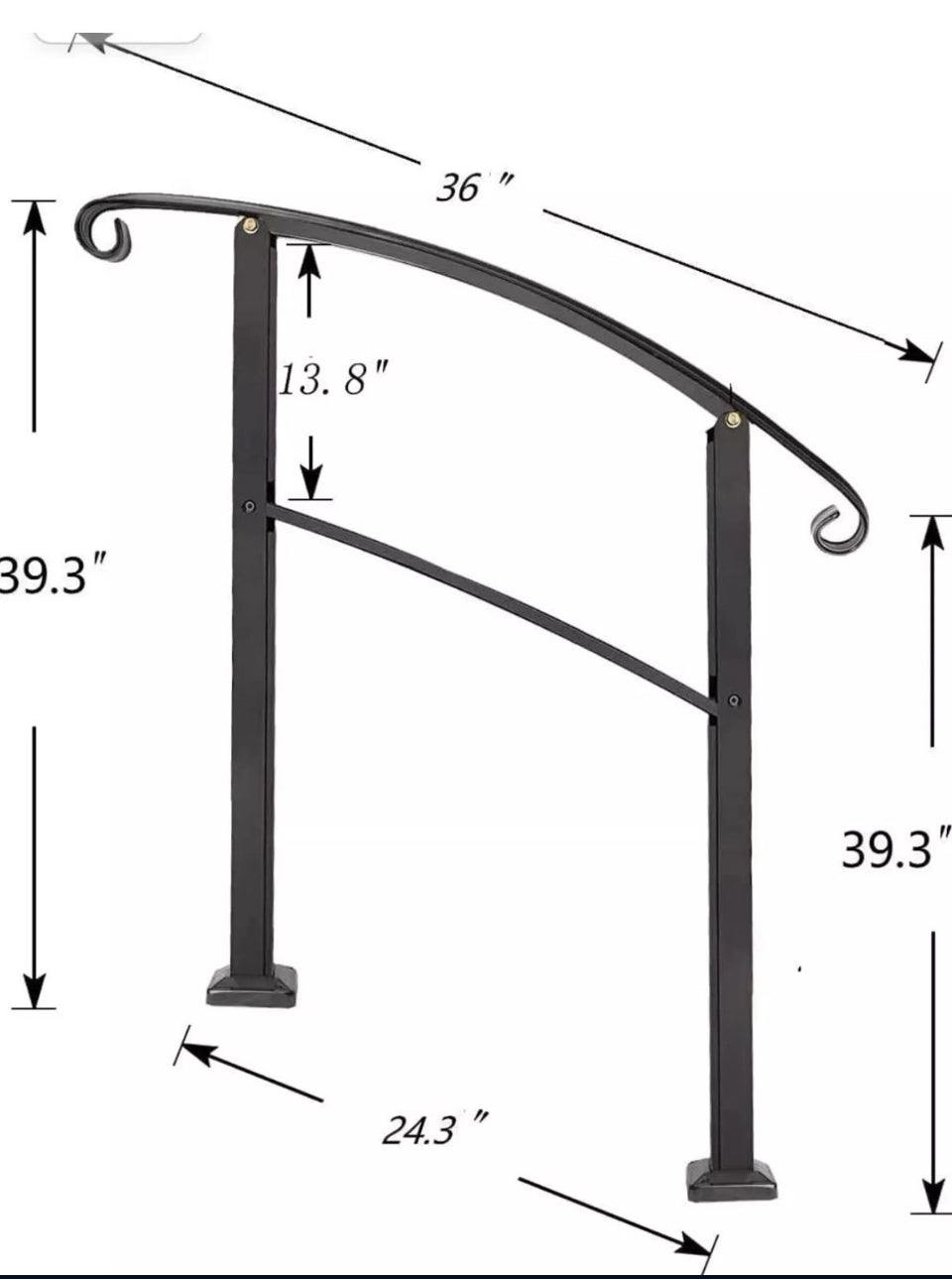 Handrails for Outdoor Steps,3 Step Handrail Fits 1 to 3 Steps Mattle Wrought It’sz - Selzalot