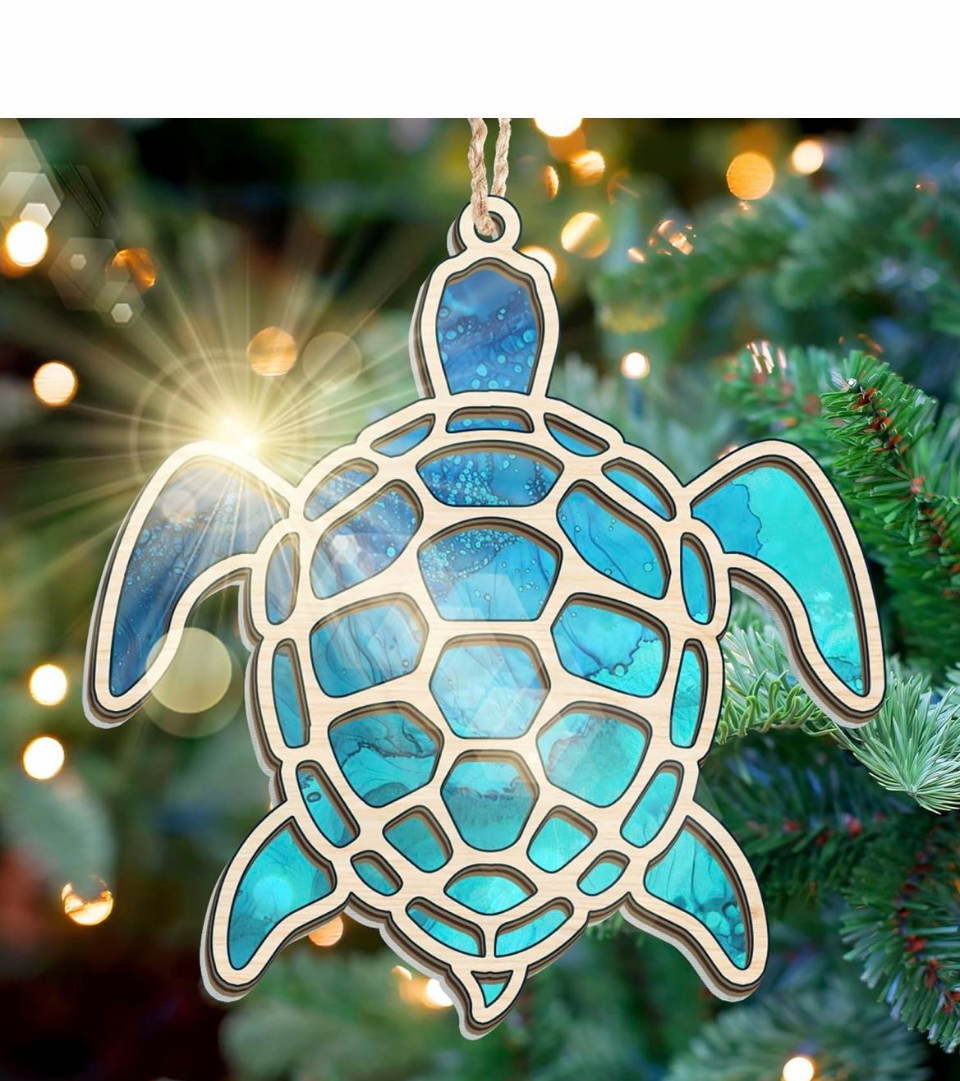 Open Box New FLAGWIX Sea Turtle Gifts for Women Men - Suncatcher Christmas Ornaments 2025 for Tree Decorations - Beach Gifts for Women Mom Animal Love