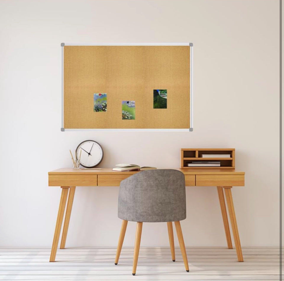 Lockways Cork Board Bulletin Board, Double Sided Corkboard 36" x 24", Wall-Mounted Aluminum Framed Message Presentation Notice Board 3 x 2