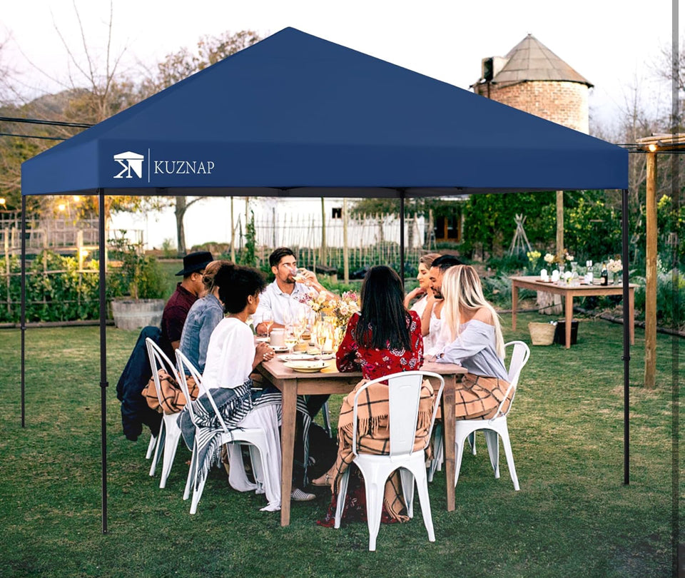 Open Box KUZNAP 12'x12' Pop up Canopy Tent Patented EZ Set up Instant Outdoor Canopy with Wheeled Carry Bag Bonus 4 Weight Sandbags, 8 Stakes and 4 Ro